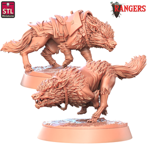 3D Printed STL Miniatures Wolves Rangers 28 - 32mm War Gaming D&D