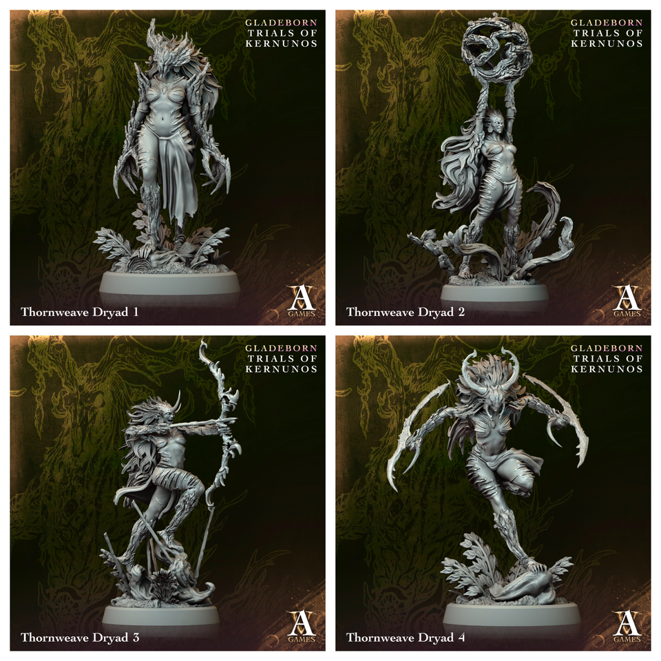 3D Printed Archvillain Games Thornweave Dryad Gladeborn - Trials of Kernunos 28 32mm D&D