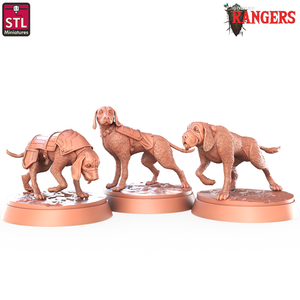 3D Printed STL Miniatures Ranger Hounds Rangers  28 - 32mm War Gaming D&D