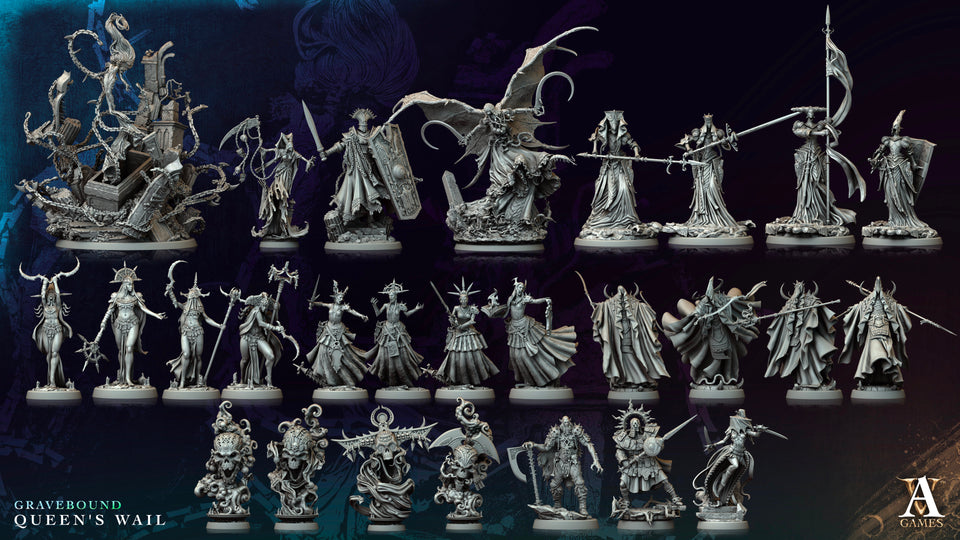 3D Printed Archvillain Games Lamenting Hexmaven Gravebound Queen's Wail 28 32mm D&D