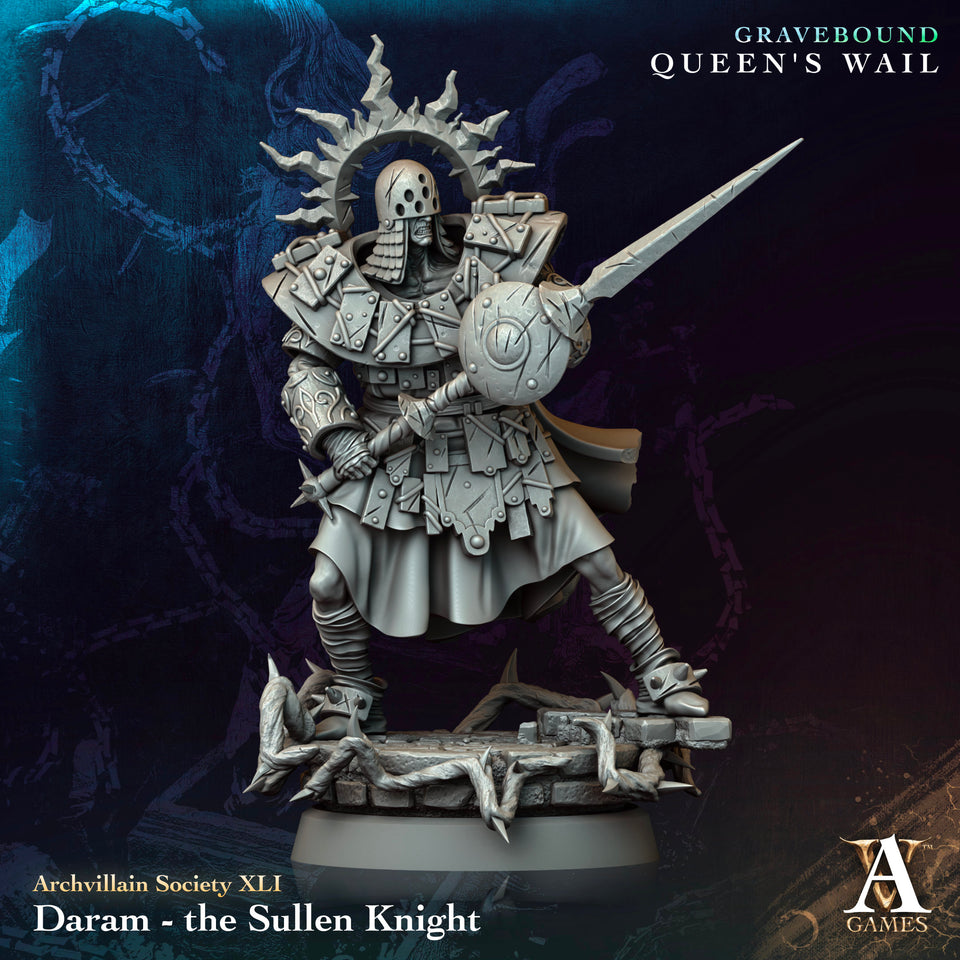 3D Printed Archvillain Games Daram Τhe Sullen Knight Archvillain Society Vol XLI 28 32mm D&D