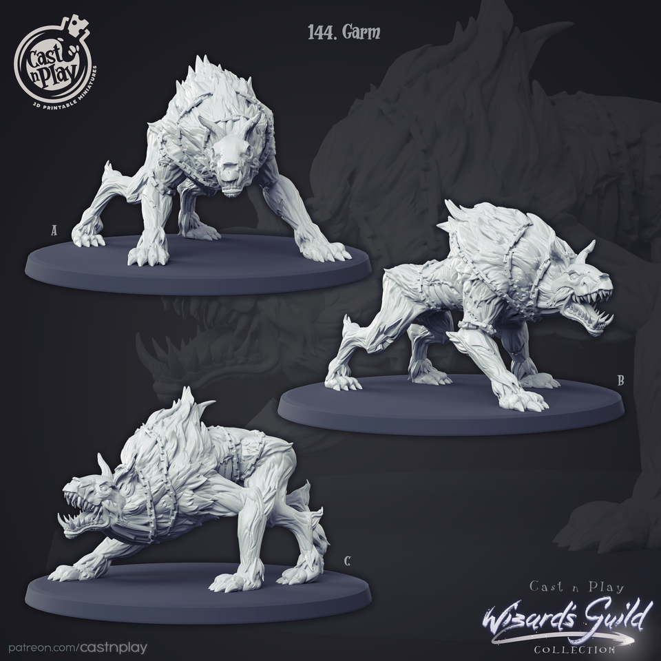 3D Printed Cast n Play Garm Hell Hound 28mm 32mm D&D