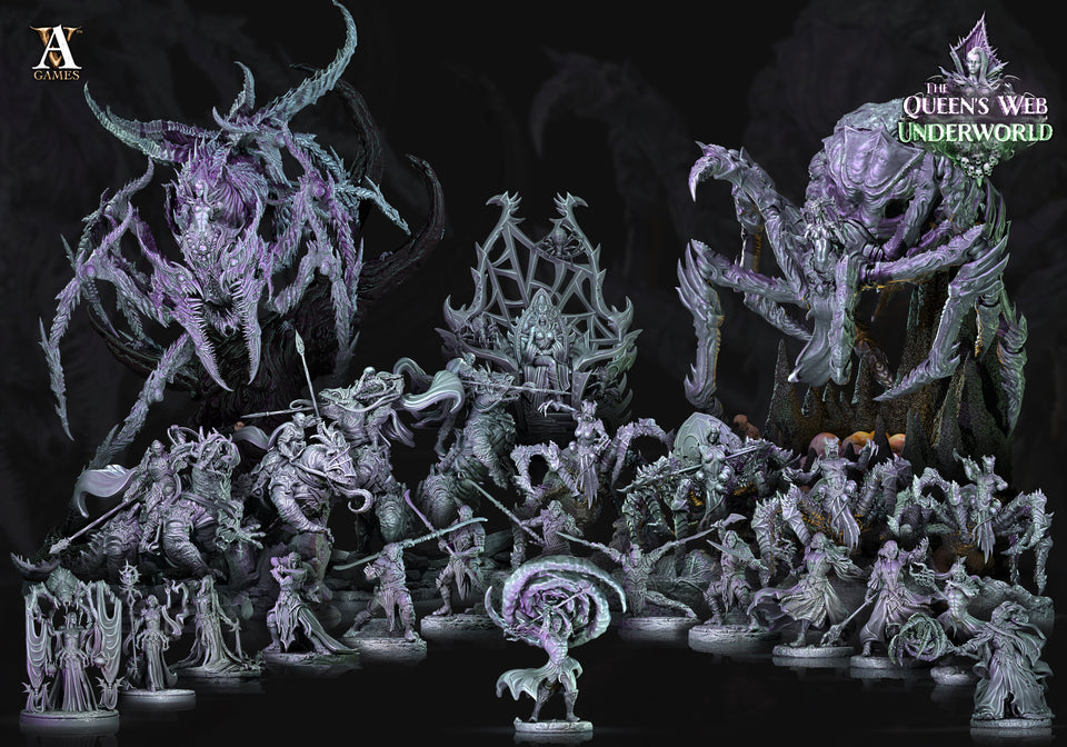 3D Printed Archvillain Games Dark Elves Arcane The Queen's Web Underworld 28 32mm D&D