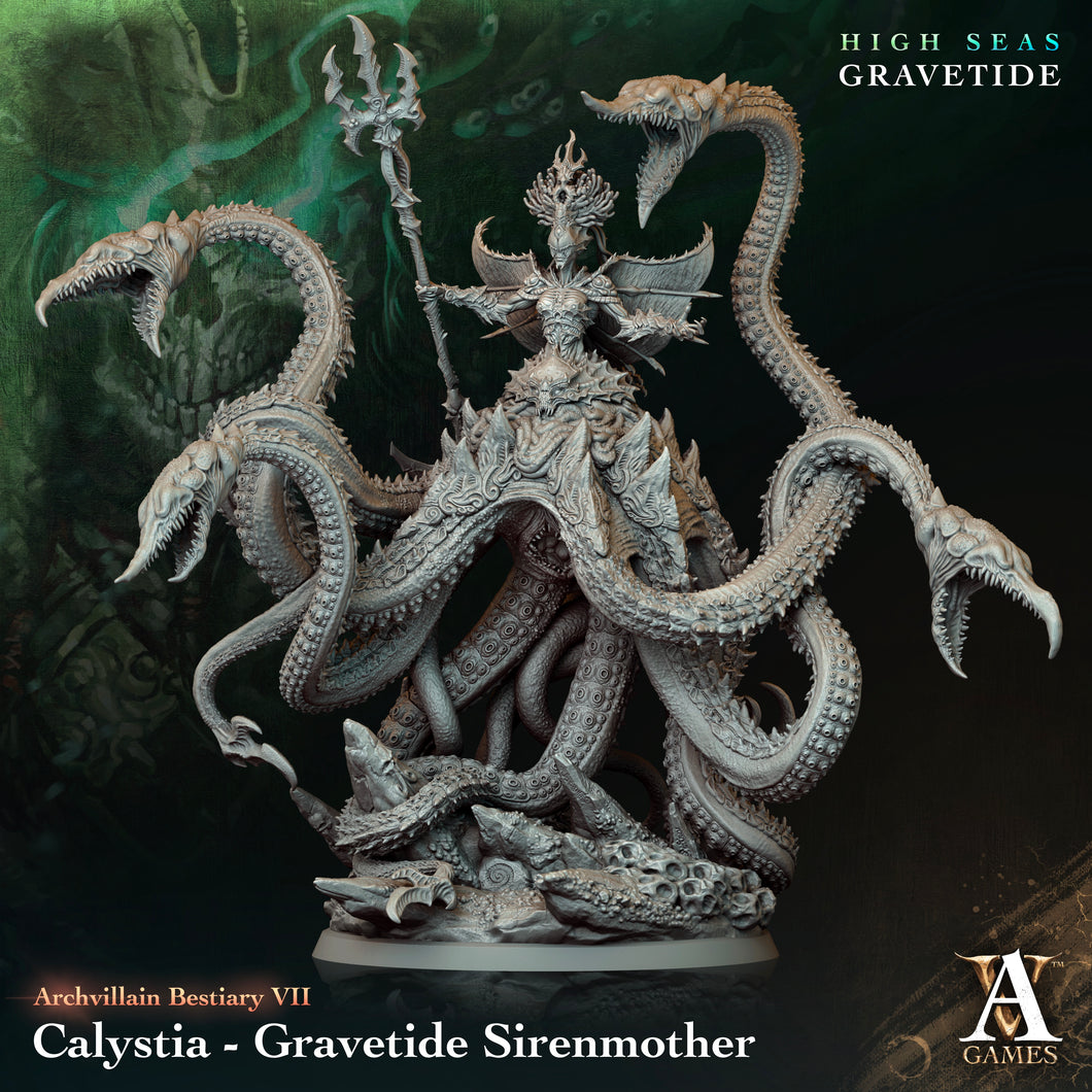 3D Printed Archvillain Games Calystia Gravetide Sirenmother Archvillain Bestiary Vol VII 28 32mm D&D