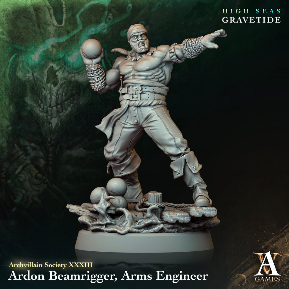 3D Printed Archvillain Games Ardon Beamrigger Arms Engineer Archvillain Society Vol XXXIII 28 32mm D&D