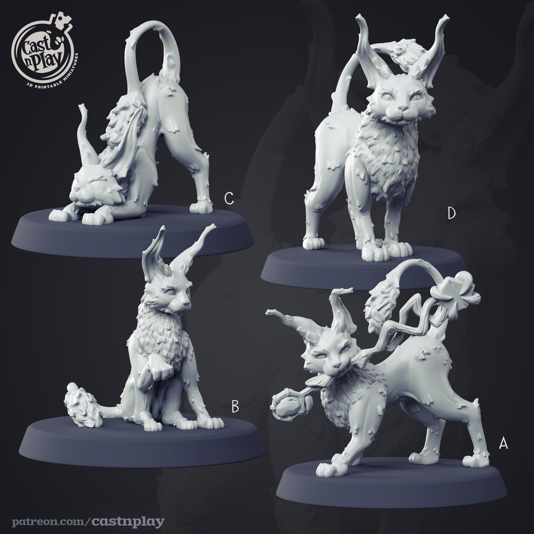 3D Printed Cast n Play Kneazle Wizards Guild Set 28mm 32mm D&D