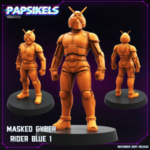 3D Printed Papsikels Masked Cyber Rider Blue Nov 2024 Cyberpunk 28mm 32mm