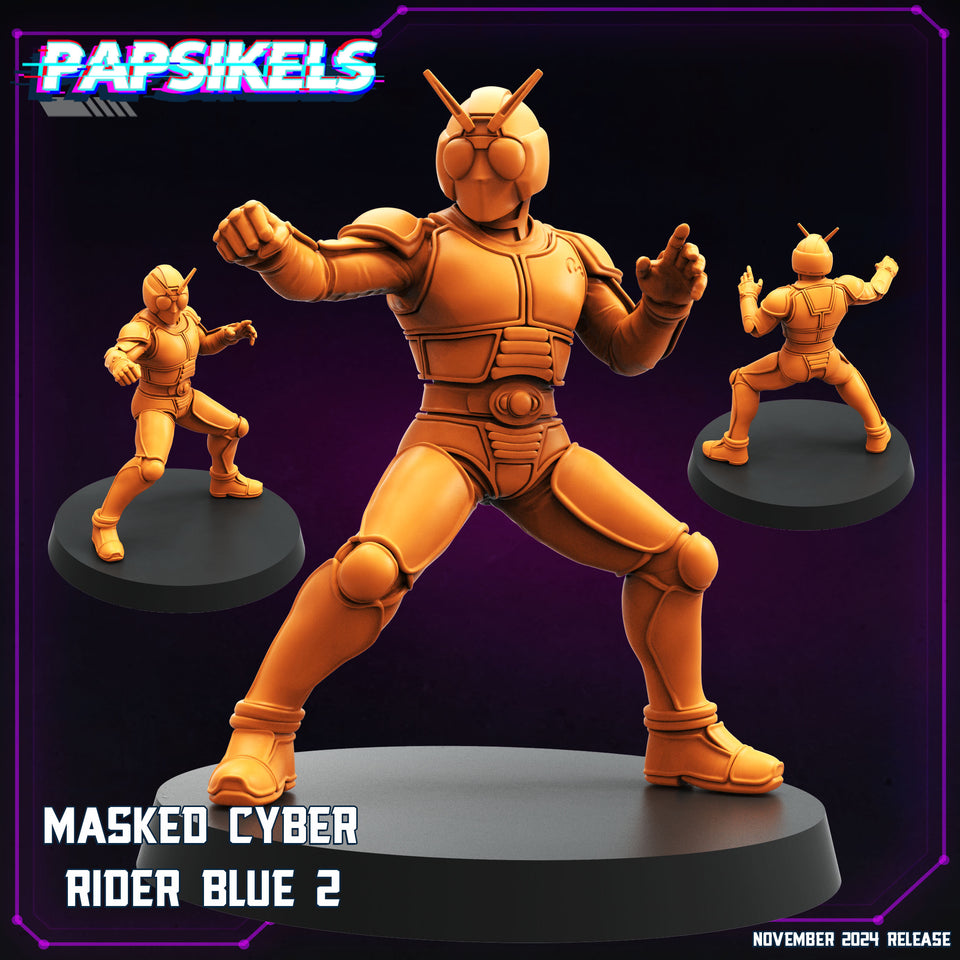 3D Printed Papsikels Masked Cyber Rider Blue Nov 2024 Cyberpunk 28mm 32mm