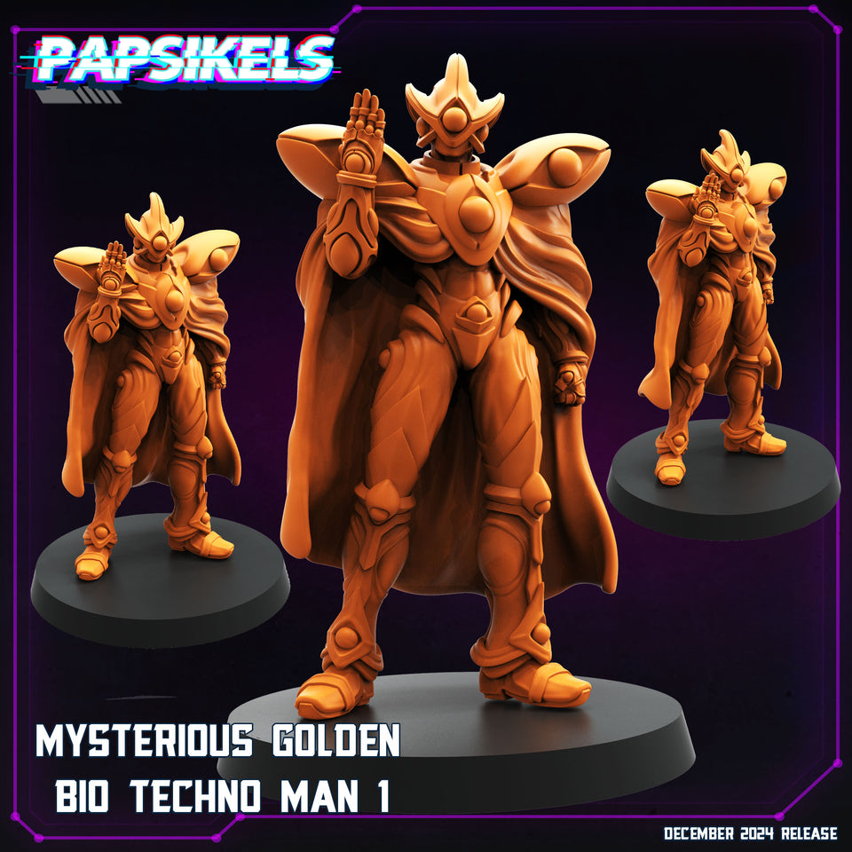 3D Printed Papsikels Mysterious Golden Bio Techno Man Dec. 2024 Cyberpunk 28mm 32mm