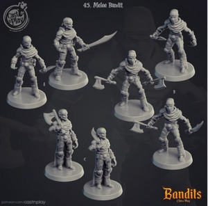 3D Printed Cast n Play Bandits - Melee Bandit Set 28mm 32mm D&D