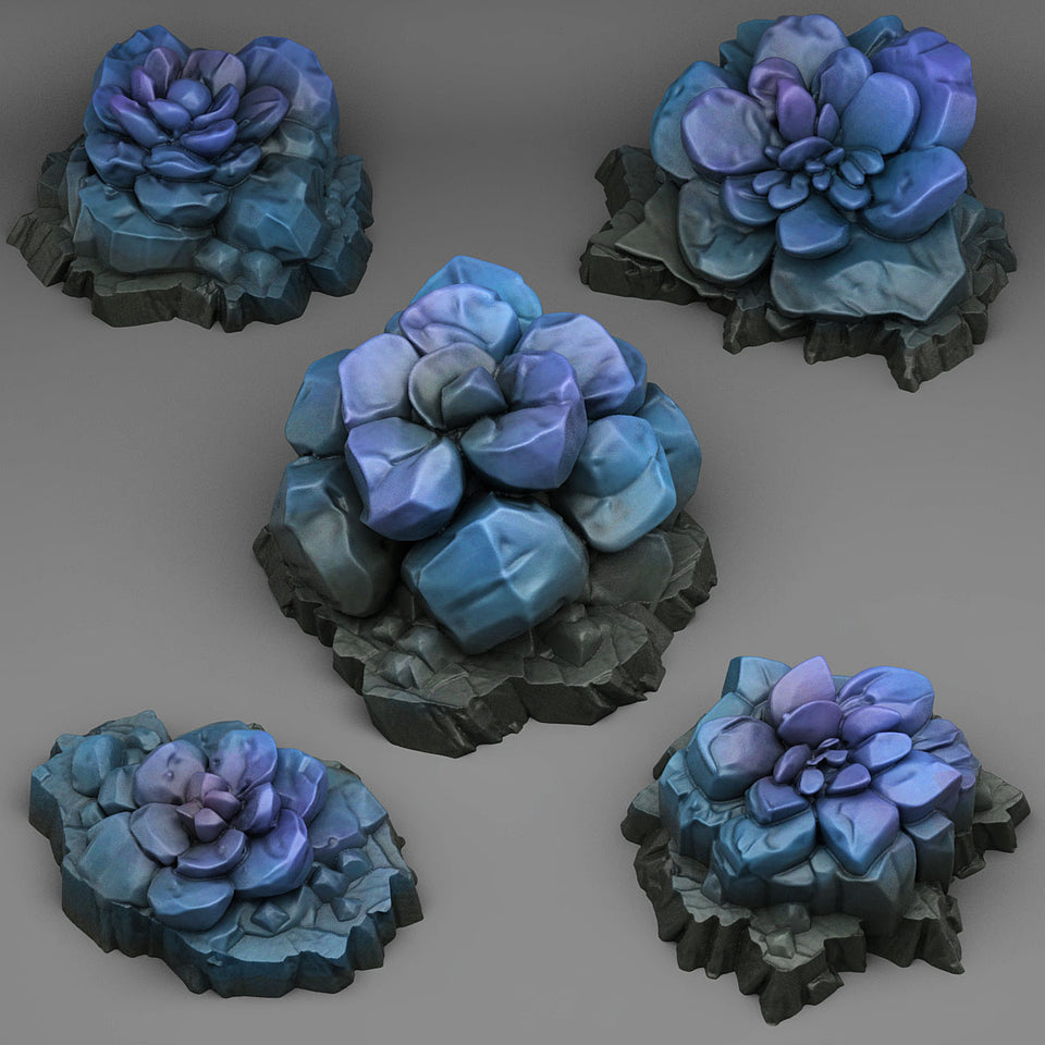 3D Printed Fantastic Plants and Rocks Mineral Flowers 28mm - 32mm D&D Wargaming