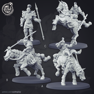 3D Printed Cast n Play - Mounted Warrior 28mm 32mm D&D