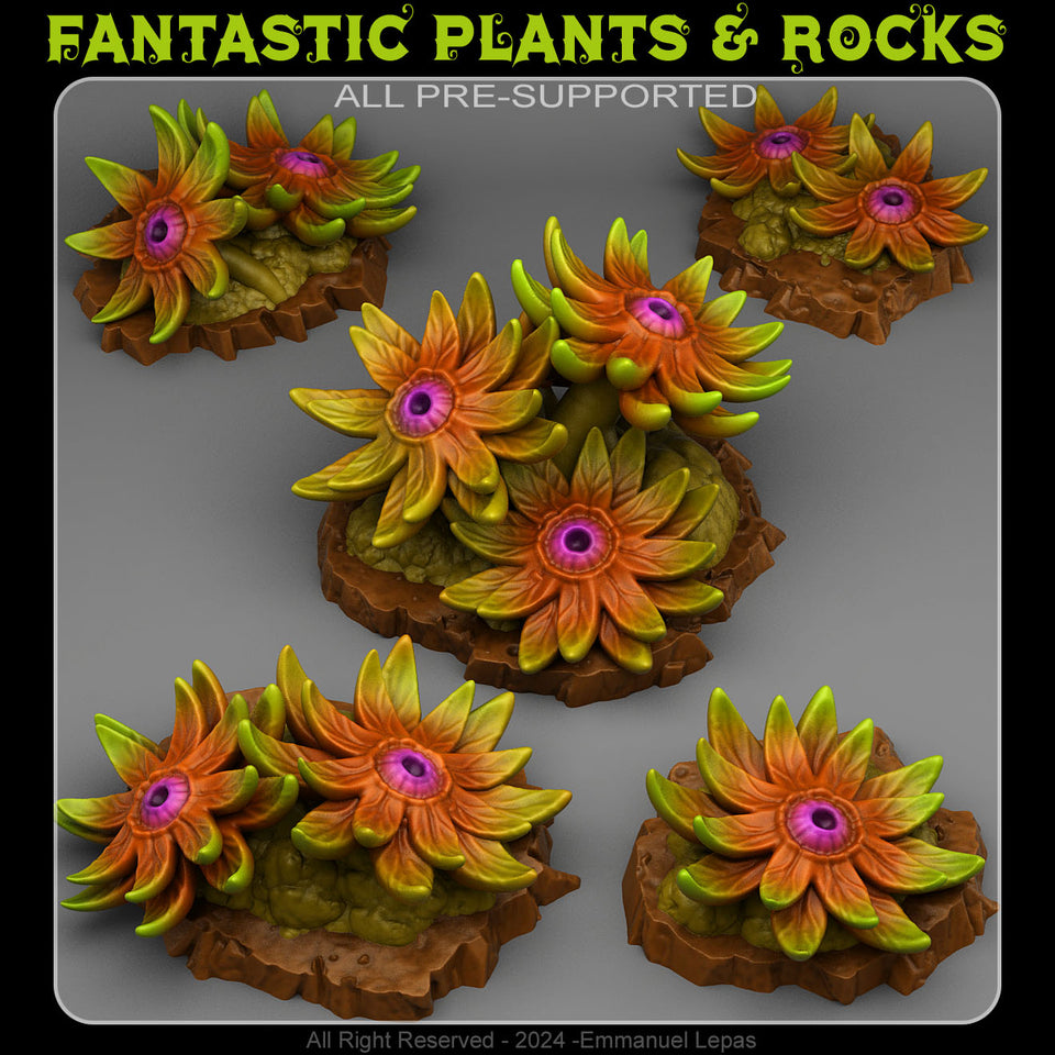 3D Printed Fantastic Plants and Rocks Mystic Eye Flowers 28mm - 32mm D&D Wargaming