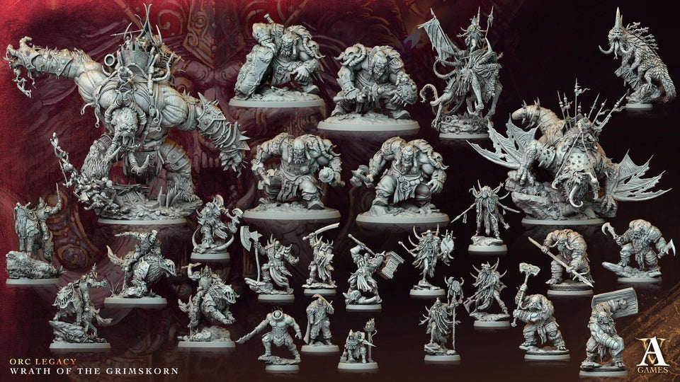 3D Printed Archvillain Games Kor’garal Nak Jukka Orc Legacy Wrath of the Grimskorn 28 32mm D&D