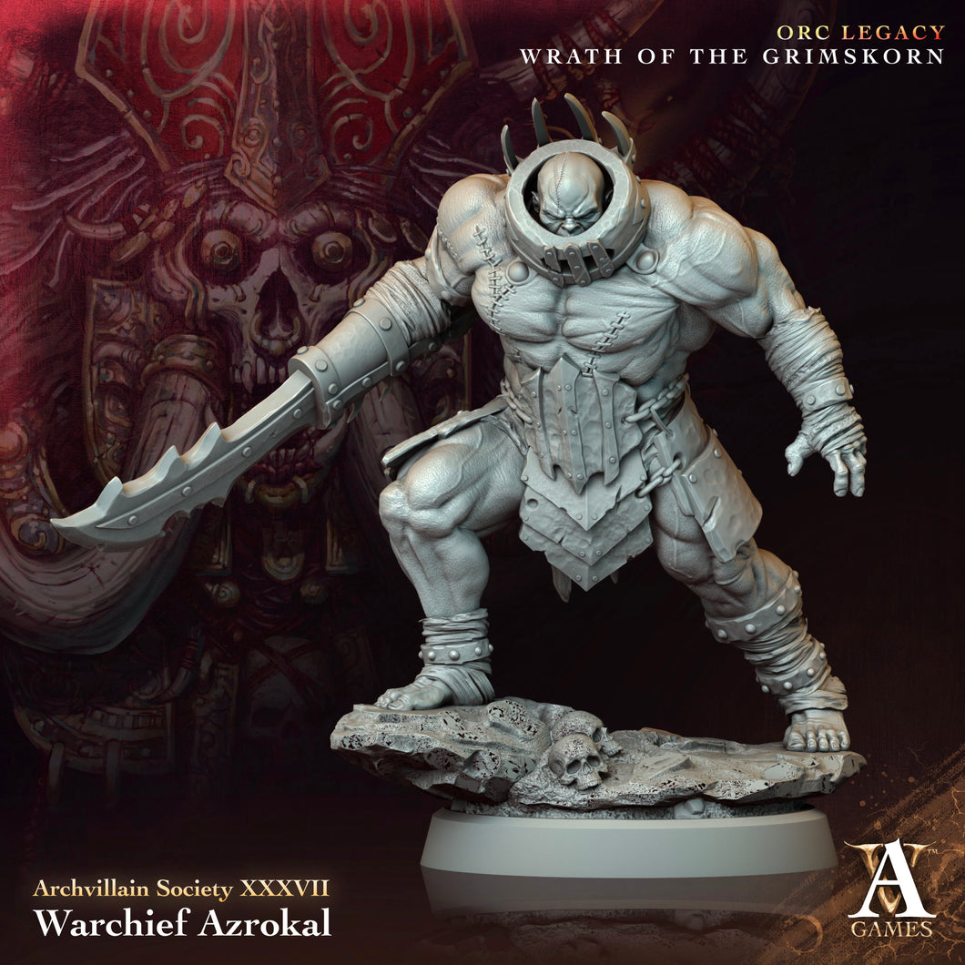 3D Printed Archvillain Games Warchief Azrokal Archvillain Society Vol XXXVII 28 32mm D&D