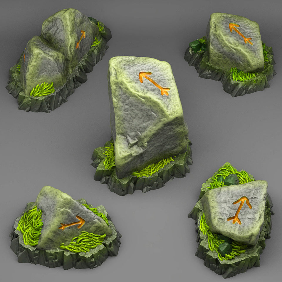 3D Printed Fantastic Plants and Rocks Oriented Traveler Stones 28mm - 32mm D&D Wargaming