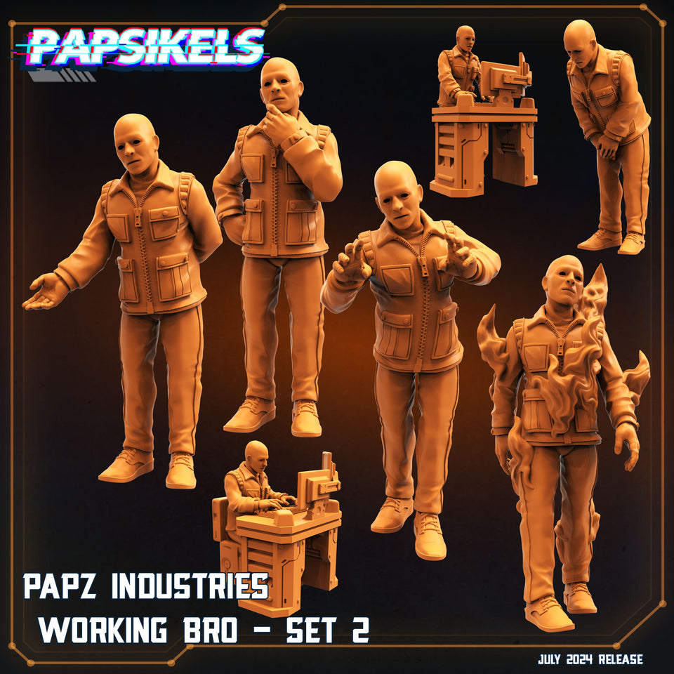 3D Printed Papsikels Papz Industries Working Bro Set July 2024 Scifi 28mm 32mm