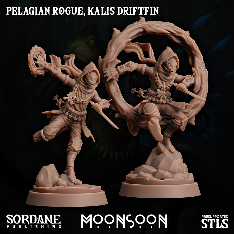 3D Printed Sordane Publishing Pelagian Rogue Kalis Driftfin 28 32mm D&D