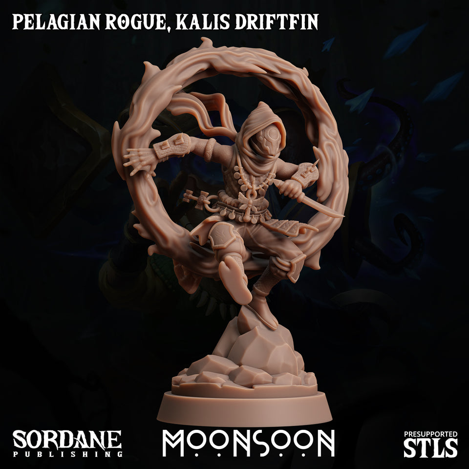 3D Printed Sordane Publishing Pelagian Rogue Kalis Driftfin 28 32mm D&D