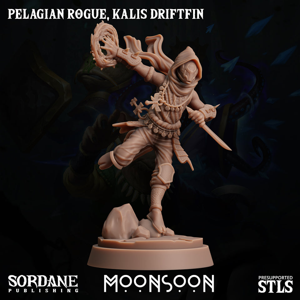 3D Printed Sordane Publishing Pelagian Rogue Kalis Driftfin 28 32mm D&D