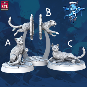 3D Printed STL Miniatures Phaze Cats Set Core Characters The Frost City 3 28 - 32mm War Gaming D&D