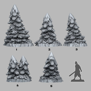 3D Printed Fantastic Plants and Rocks Pine Trees 28mm - 32mm D&D Wargaming