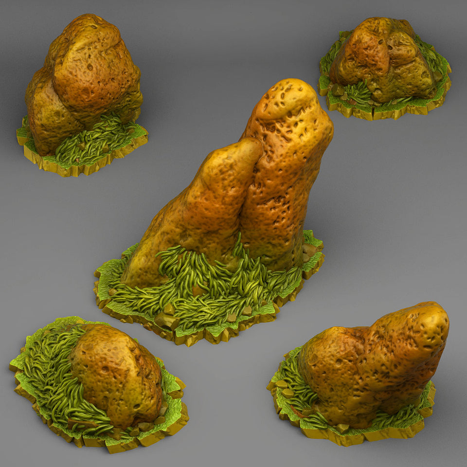 3D Printed Fantastic Plants and Rocks Prairie Natural Stones 28mm - 32mm D&D Wargaming