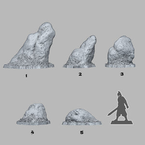 3D Printed Fantastic Plants and Rocks Prairie Natural Stones 28mm - 32mm D&D Wargaming