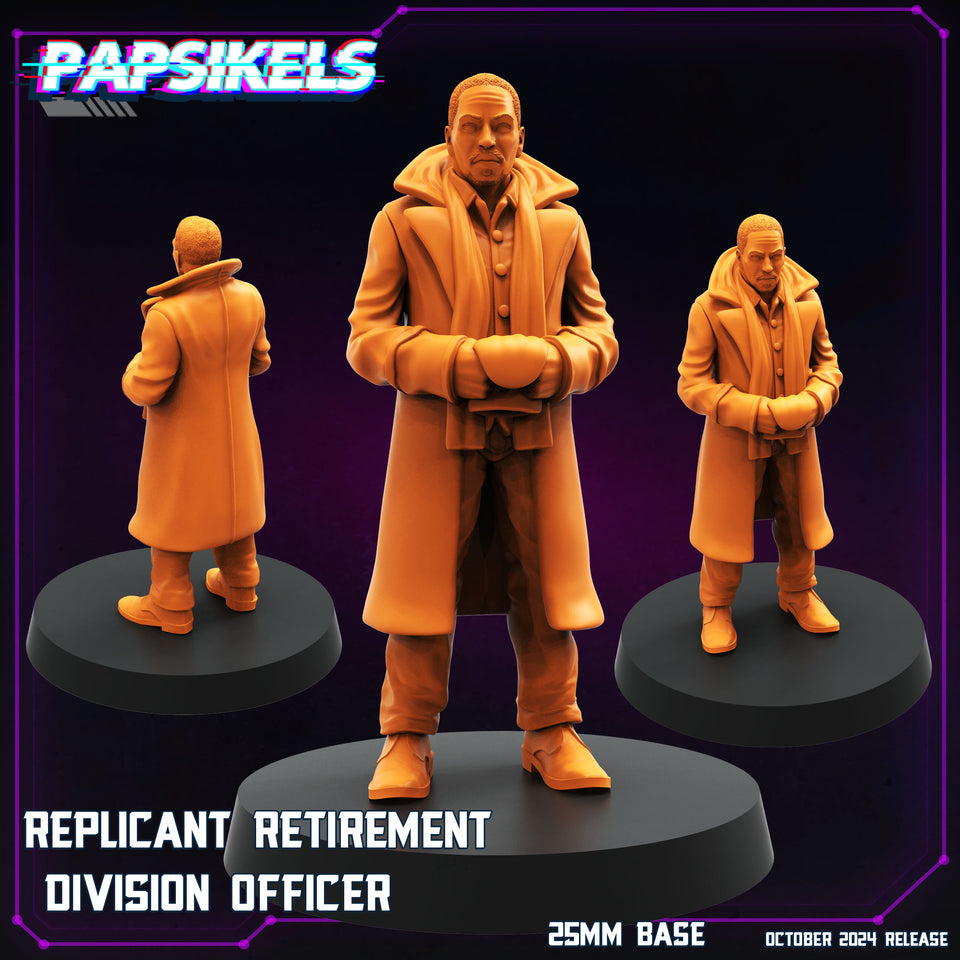 3D Printed Papsikels Replicant Retirement Division Officer October 2024 Cyberpunk 28mm 32mm