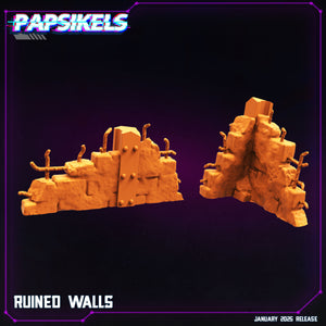 3D Printed Papsikels Ruined Walls January 2025 - Cyberpunk 28mm 32mm