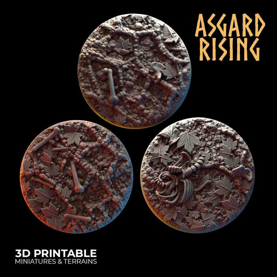 3D Printed Asgard Rising Deepforest Ritual Ground Round Base Set - 3 x 32 35 mm Round Base Set B Wargaming DnD - Charming Terrain