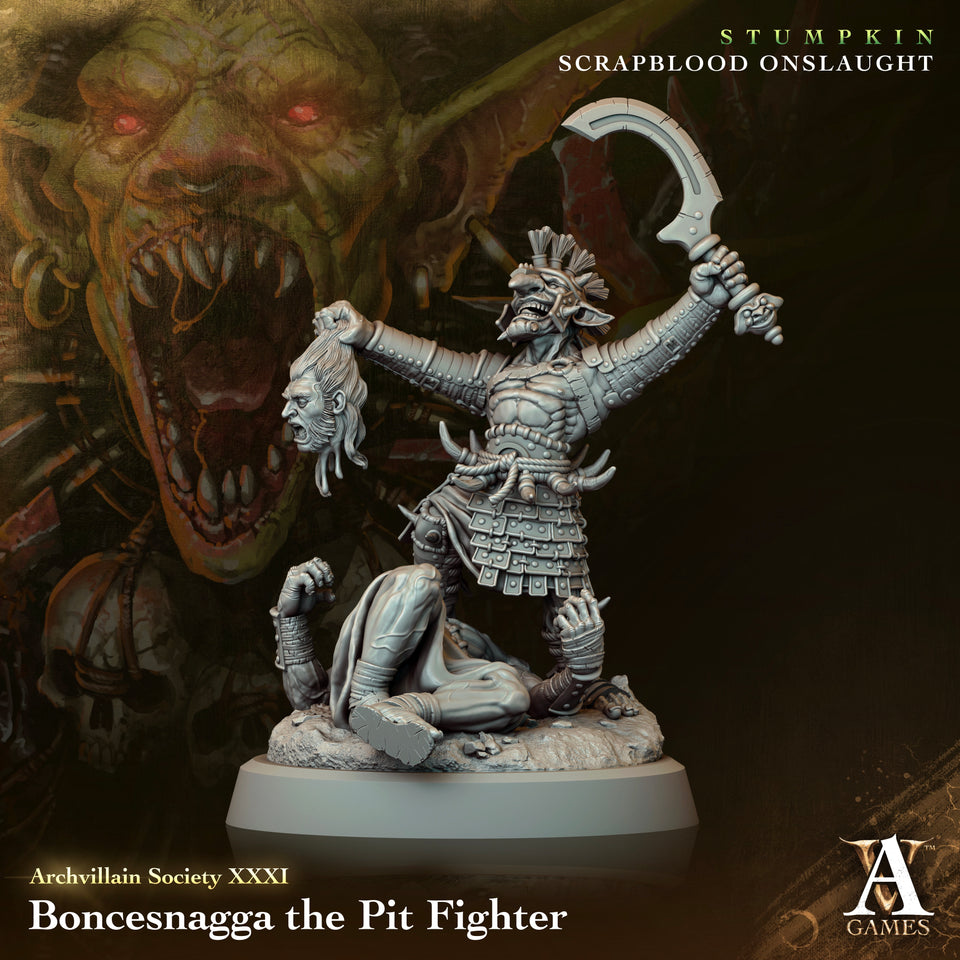 3D Printed Archvillain Games Archvillain Society Vol XXXI - Boncesnagga The Pit Fighter 28mm 32mm D&D