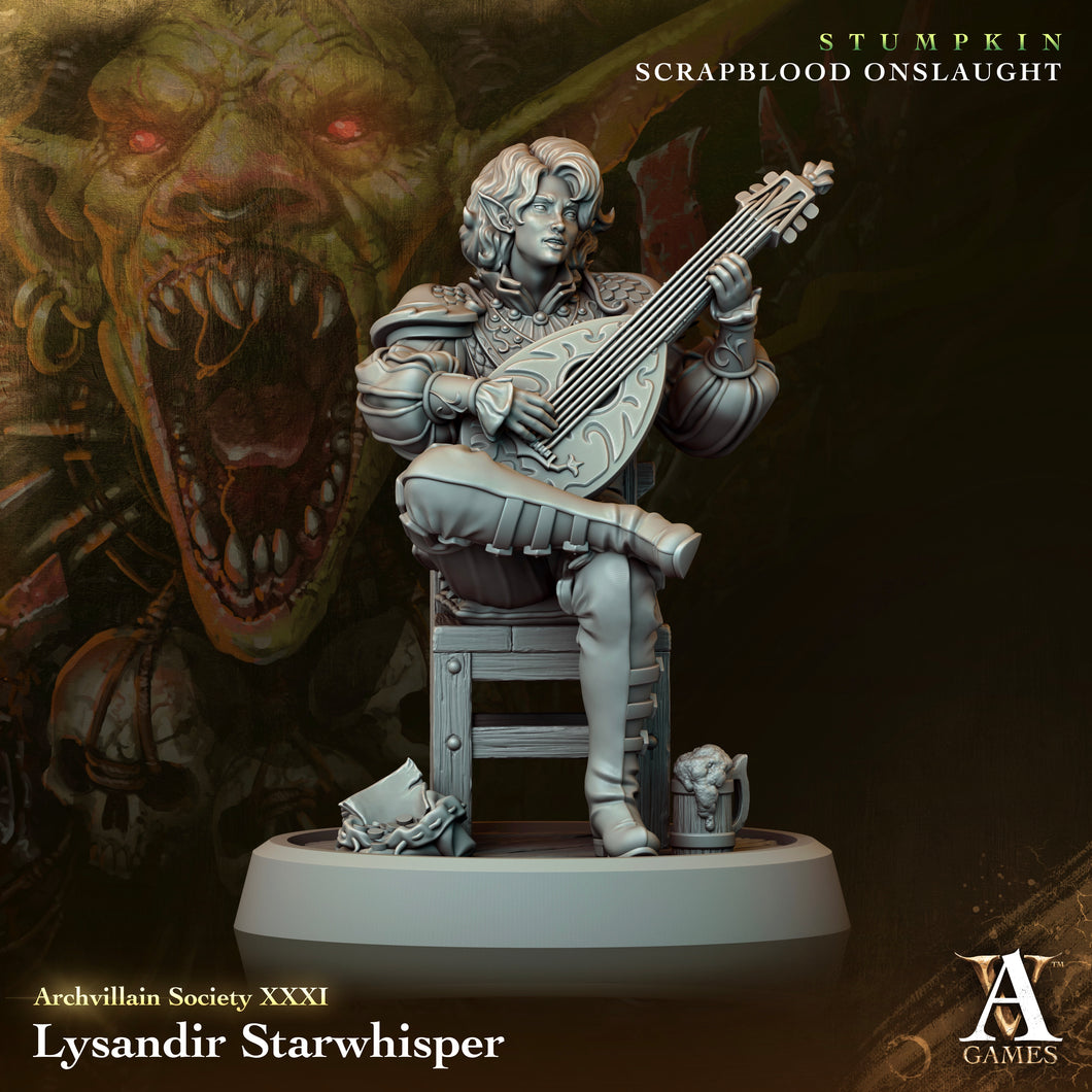 3D Printed Archvillain Games Archvillain Society Vol XXXI - Lysandir Starwhisper 28mm 32mm D&D