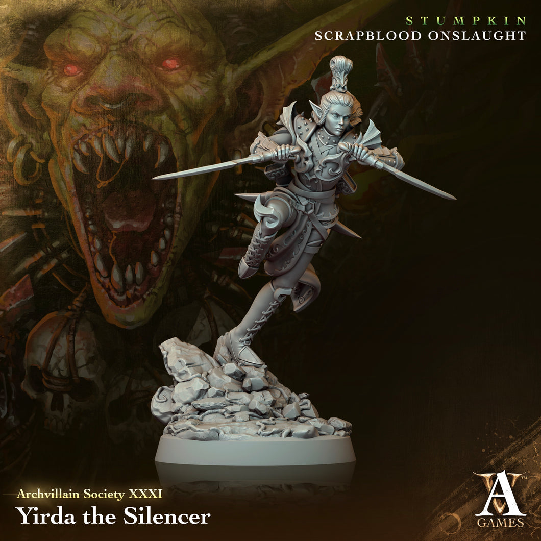 3D Printed Archvillain Games Archvillain Society Vol XXXI - Yirda The silencer 28mm 32mm D&D