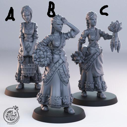 3D Printed Cast n Play - Town Girl Townsfolk 28mm 32mm D&D