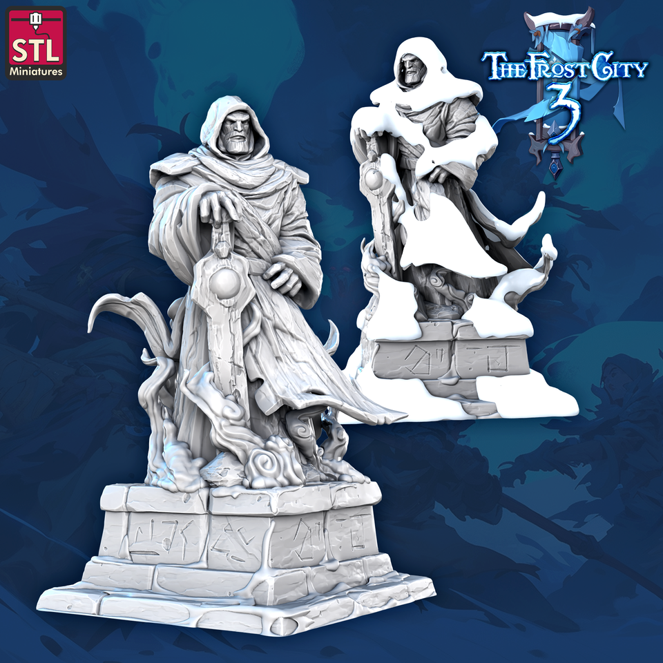 3D Printed STL Miniatures Statue Core Props The Frost City 3 28 - 32mm War Gaming D&D