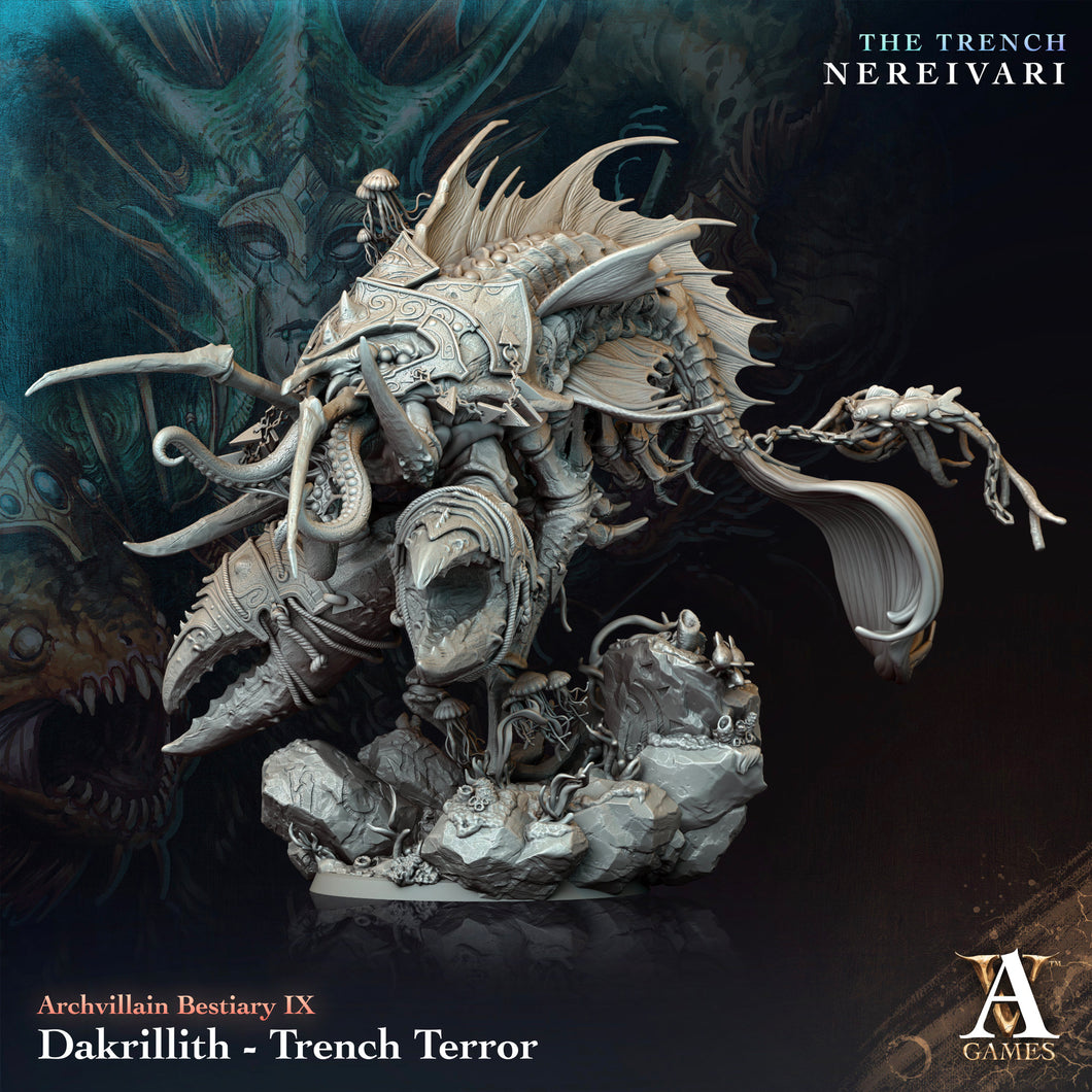 3D Printed Archvillain Games Dakrillith Trench Terror Archvillain Bestiary Vol IX 28 32mm D&D