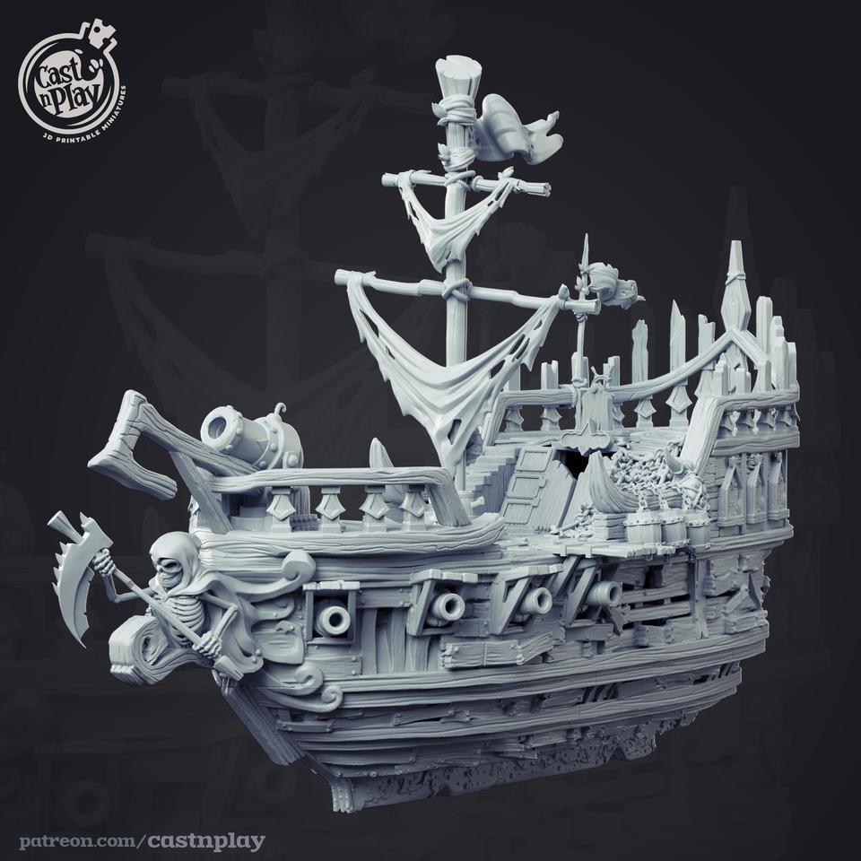 3D Printed Cast n Play - Undead Pirate Ship 28mm 32mm D&D