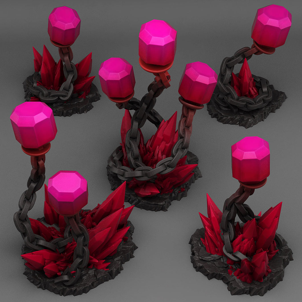 3D Printed Fantastic Plants and Rocks Underdark Crystal Lights 28mm - 32mm D&D Wargaming