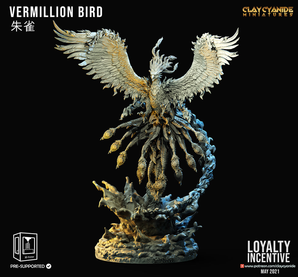 3D Printed Clay Cyanide Vermillion Bird 28mm 32mm D&D