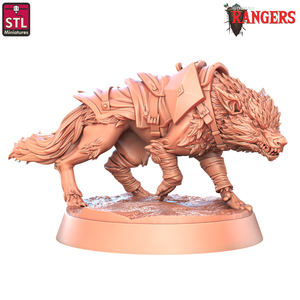 3D Printed STL Miniatures Wolves Rangers 28 - 32mm War Gaming D&D