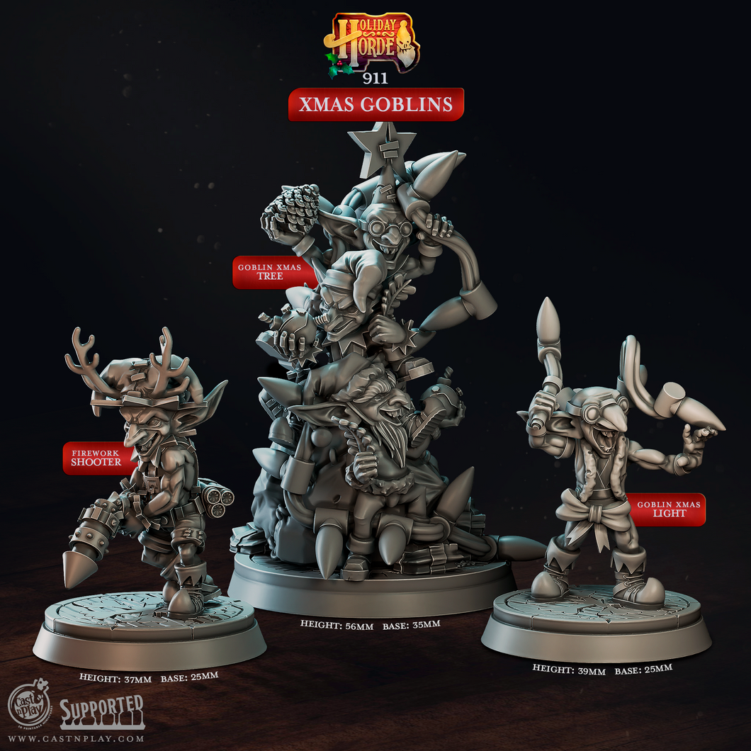 3D Printed Cast n Play Xmas Goblins Holiday Horde Set 28mm 32mm D&D