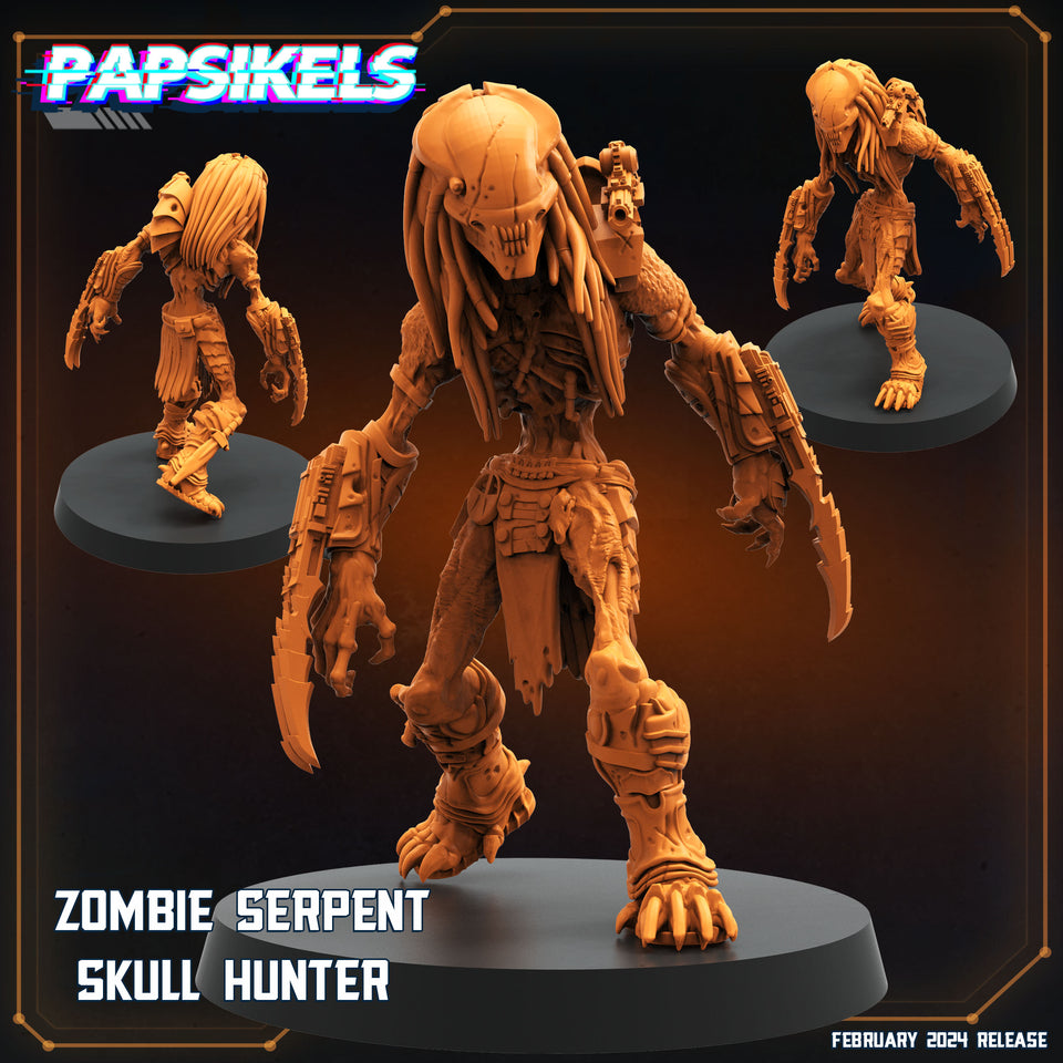 3D Printed Papsikels Zombie Serpent Skull Hunter July 2024 Scifi 28mm 32mm