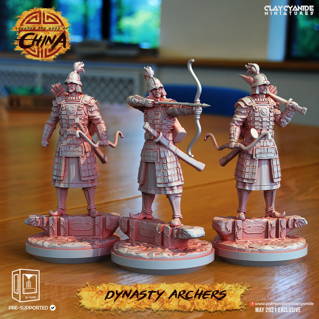 3D Printed Clay Cyanide Dynasty Archers Legends and Gods Of China 28 32 mm D&D