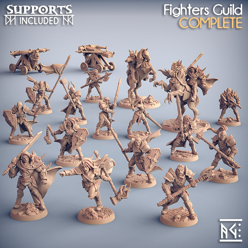 3D Printed Artisan Guild Gryphsteed and Warhorse Mounted Heroes Fighters Guild Set 28mm 32mm