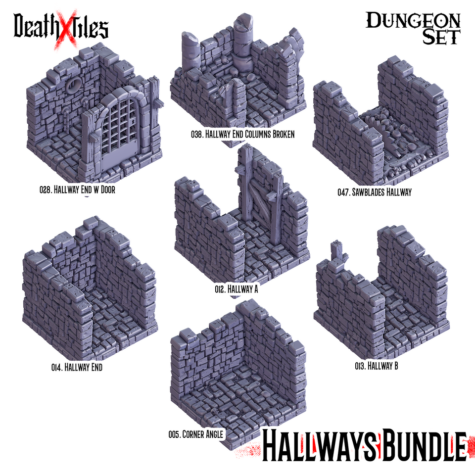 3D Printed Cast n Play Death x Tiles Hallways Set 28mm 32mm D&D