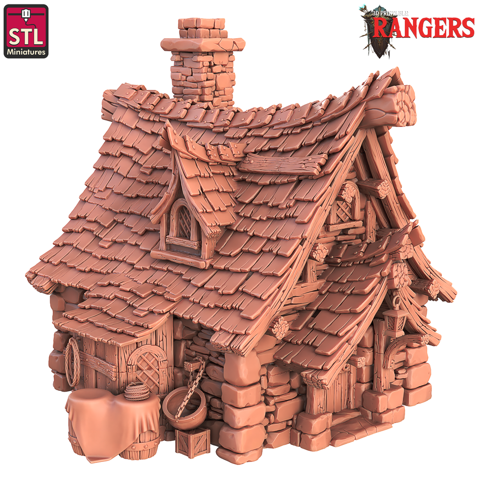 3D Printed STL Miniatures Rangers Small House Set Rangers  28 - 32mm War Gaming D&D