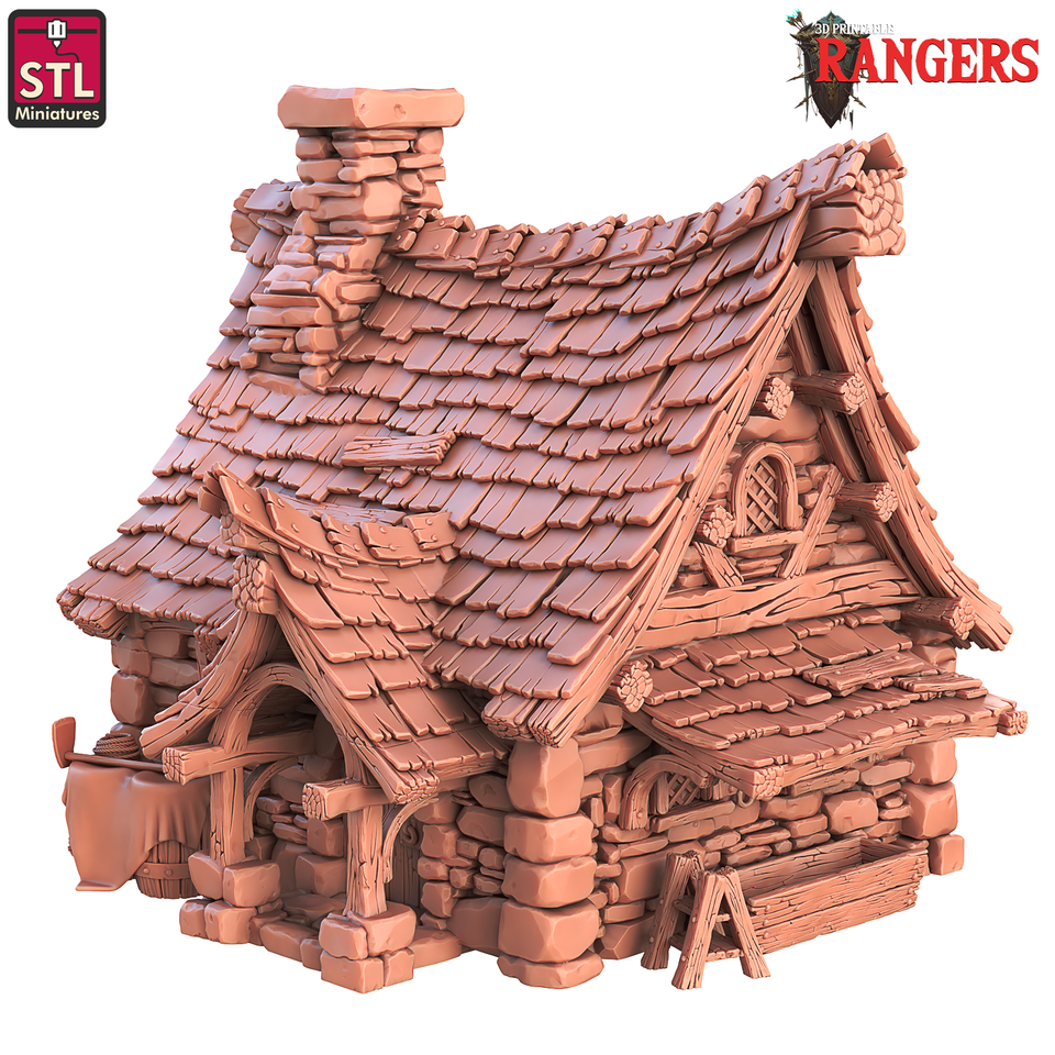 3D Printed STL Miniatures Rangers Small House Set Rangers  28 - 32mm War Gaming D&D