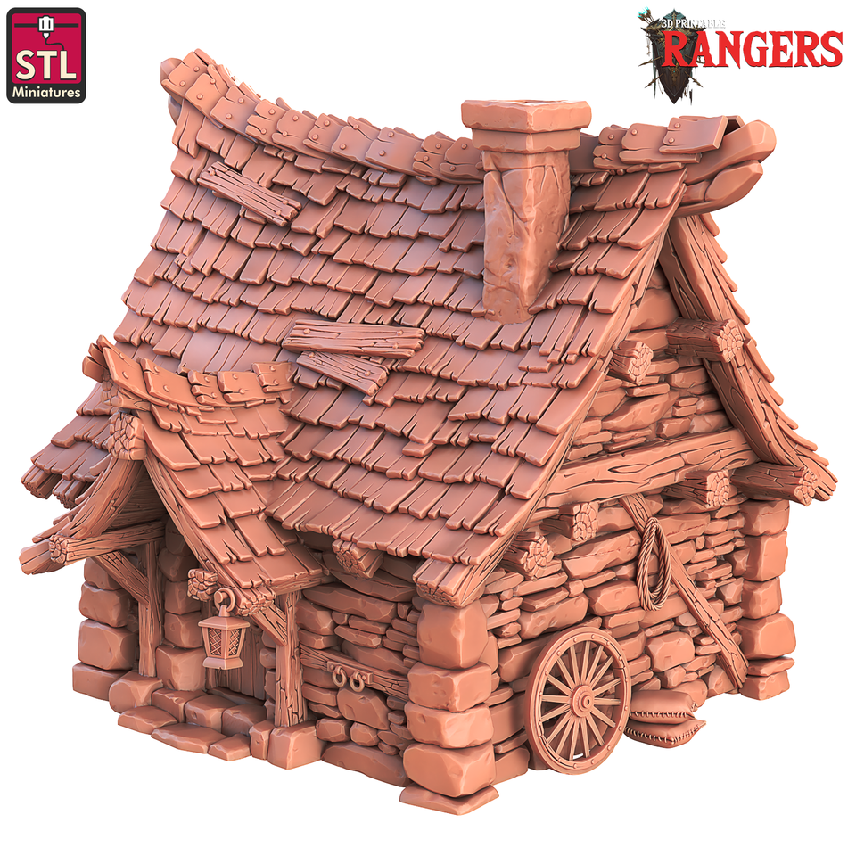 3D Printed STL Miniatures Rangers Small House Set Rangers  28 - 32mm War Gaming D&D