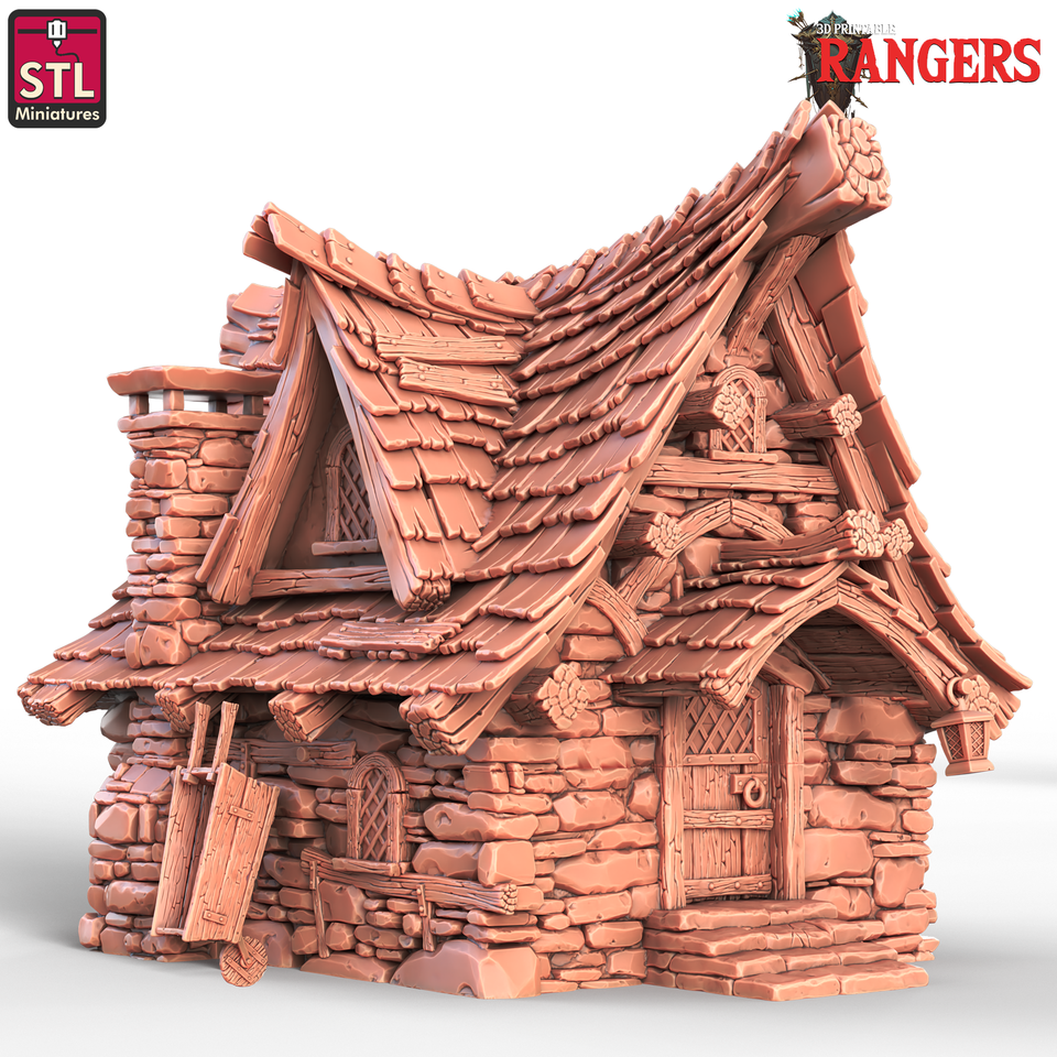 3D Printed STL Miniatures Rangers Small House Set Rangers  28 - 32mm War Gaming D&D